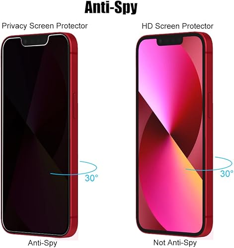 Miniatura 3 de (3+3) para iPhone 13 (6.1 pulgadas) (paquete de 3) Protector de pantalla de privacidad anti espía película de vidrio templado privado y con