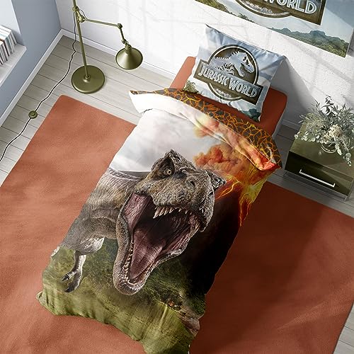 Herding Jurassic Duvet Cover - T Rex Design - Official Reversible Bedding Set - Single Duvet Cover and Pillowcase Set