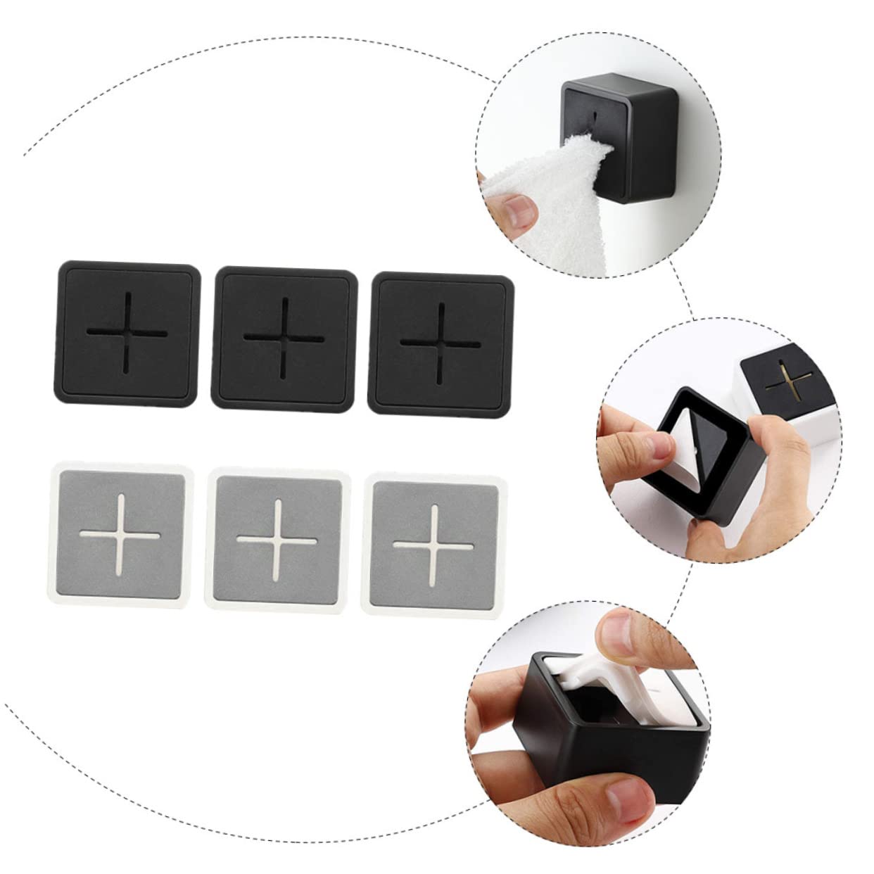 UKCOCO 18piezas Soporte De Toalla Adhesivo De Ganchos De Abs Para Cocina y Baño Fáciles De Instalar Sin Taladrar Clips De Paño Para Hogar