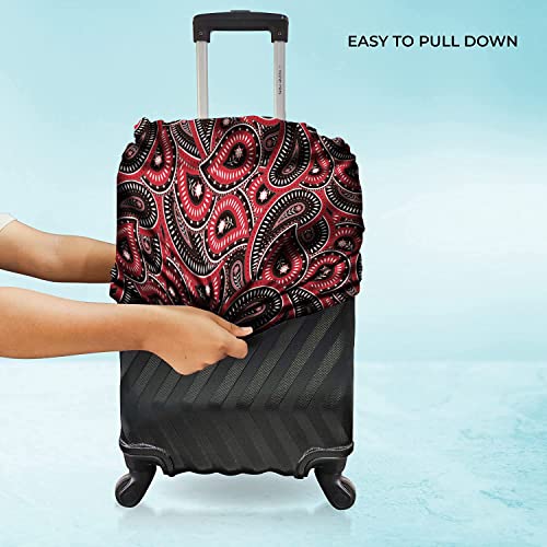 Image of Nasher Miles Polyester 55 (20 Inch) Small Protective Luggage Cover - Maroon Paisley Design