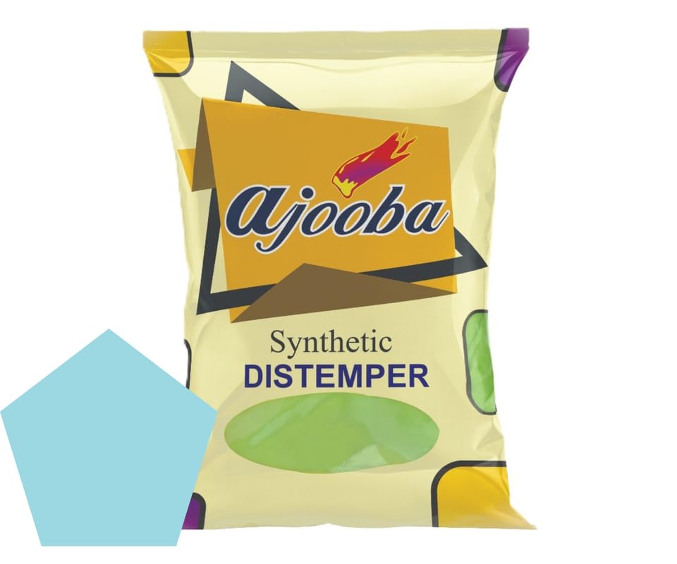 MAGIC PAINTS Ajooba Synthetic Distemper Paint Smooth Matte Finish Applied on Interior Cement Plasters, Ceilings, Asbestos Sheets, Concrete as a Top Coat Finish NEW STAIN BLUE 10KG