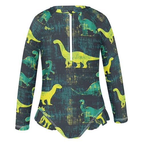 Cute Green Dinosaurs One Piece Swimsuits for Girs Rashguard Swimwear with Zipper 3T 202b87452