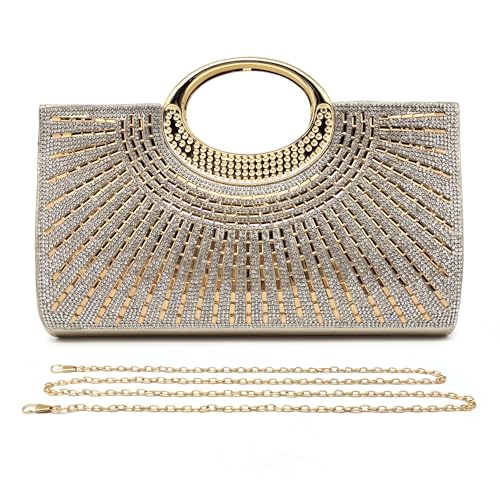 Pahajim Bolsos de Fiesta y Ceremonia Bolso Noche Mujer Pequeño Bolso de Mano con Brillantes Pedreria Carteras Clutch para Boda Novia Banquete Galas (Oro) Pahajim Bolsos de Fiesta y Ceremonia Bolso Noche Mujer Pequeño Bolso de Mano con Brillantes Pedreria Carteras Clutch para Boda Novia Banquete Galas (Oro)