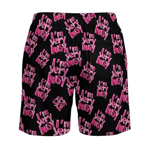 I'm Very Busy Mens Swim Trunks Swimming Board Shorts with Compression Liner Summer Beach Bottom4