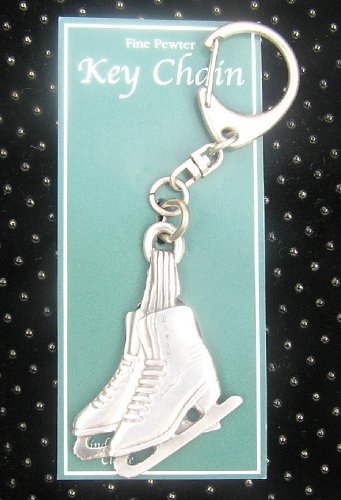 Ice figure skating skate keychain skater boot pewter
