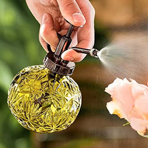 Spuitfles van glas, plantensproeier, vintage plantenspuit, gieter voor vetplanten, gietfles met pomp, plantenspray van glas voor tuinplanten (groen) - Afbeelding 4