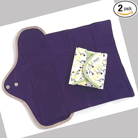 Rebelle Foldable Pack of 2 Reusable Sanitary pad (Dark, XL - 340mm)