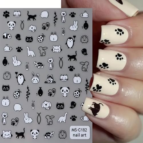 Black Cat Nail Art Stickers Decals 3D Cute Cat Nail Stickers 4PCS Kawaii Cartoon Animal Self-Adhesive Nail Decals Nail Art Supplies Cute Cartoon Manicure Sliders for Women Girls Nail Art Decorations - Image 3