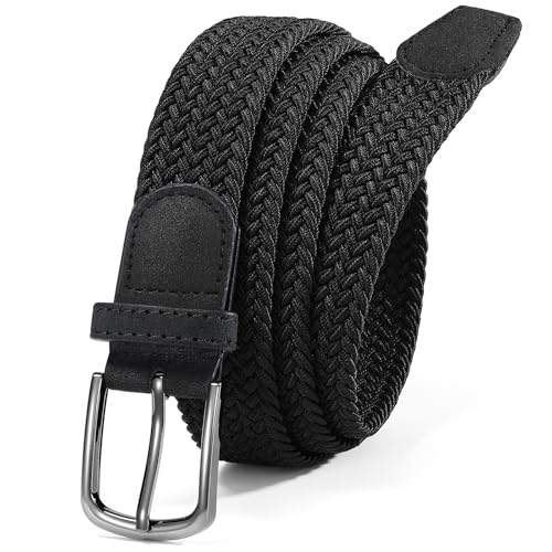 Image of Mens Elastic Braided Belt Stretch Woven Web Belt for Golf Pants Jeans Shorts Casual