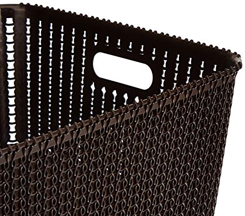 Image of Amazon Brand - Solimo Plastic 3 Piece Storage Basket Set, Brown, Rectangular