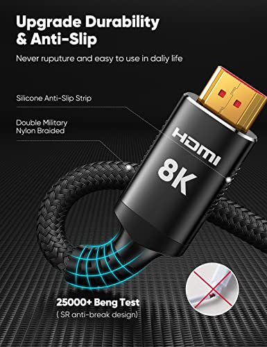Image of Snowkids 8K HDMI Cables 2.1 10FT 2-Pack 48Gbps 4K Ultra High Speed Cords(8K@60Hz 7680x4320, 4K@120Hz) eARC HDR10 HDCP 2.2 & 2.3 3D, Compatible for PS-5 /PS-4 /X-Box /TV /HDTV (Black)