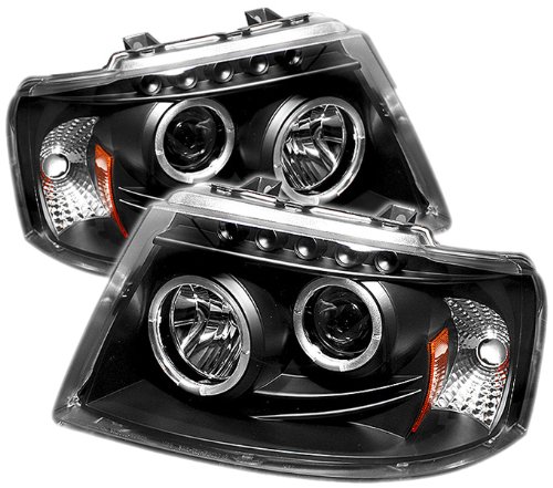 Black Friday 🔥 Spyder Auto PRO-YD-FE03-HL-BK Ford Expedition Black Halo LED Projector Headlight with Replaceable LEDs