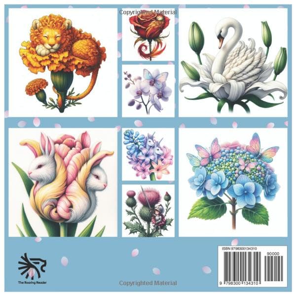 Animals in Flowers Grayscale Coloring Book: A Unique Collection of Enchanting Animal-Inspired Floral Designs for Creativity and Relaxation. (Nature’s Whimsical Beauty) image 3