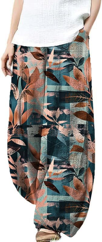 Summer Pants for Women 2024 High Waisted Cotton Linen Palazzo Pants Wide Leg Long L...