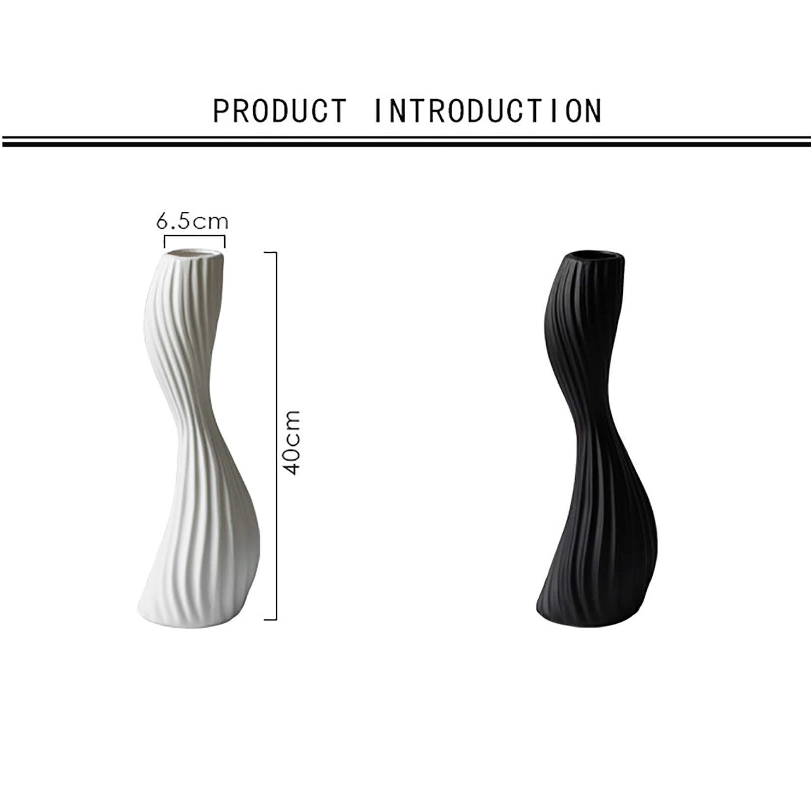 Jarrón Alto de Cerámica para Piso 40cm Moderno Florero Decoración para el hogar para salón Mesa Chimenea Mantel Entrada,Negro