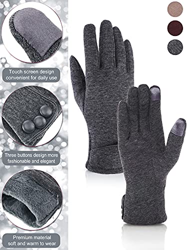 Image of Patelai 3 Pairs Womens Gloves Winter Touchscreen Texting Phone Windproof Gloves Warm Fleece Lined Cold Weather