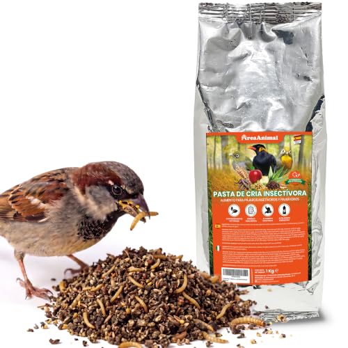 AreaAnimal - Pasta Insectivora Pajaros, Comida Pájaros Insectivoros 1KG, Papilla Insectivoros con Ingredientes Naturales, Pasta de Cria Gorriones y Comida pajaros de Dieta Insectívora