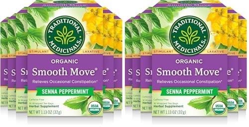 Image of Traditional Medicinals Tea, Organic Smooth Move Peppermint, Relieves Occasional Constipation, Senna, 96 Tea Bags (12 Pack)