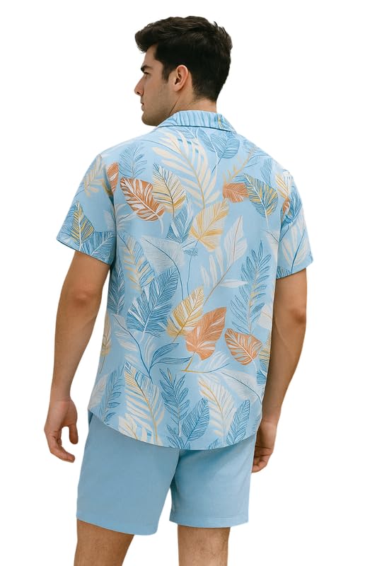 Image of RK Enterprise Men's Printed Co-Ord Set | Plus Size Casual Shirt & Shorts Set | Nightwear Pajama Suit, Loungewear, Beachwear & Vacation Outfit Design No Shirt-Short Set4-Parent