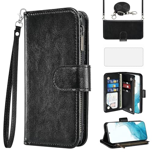 Coque Samsung S22 protection verre trempé et fente support portefeuille