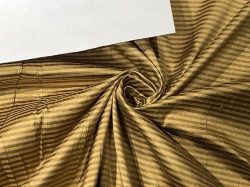 Soie Dupioni DUPS28 tissu de luxe à rayures dorées et noires pour haute couture