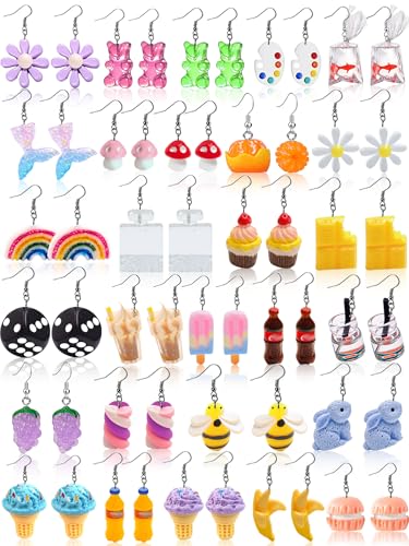 25/28/30/35 Pairs Cute Weird Funky Earrings Set Aesthetic Drop Dangle Earrings for Women Jewelry