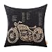 LINKWELL 18x18 inches Black Motorcycle Design Draft Man Cave Home Sofa Burlap Throw Cushion Cover Pillowcase CC1208