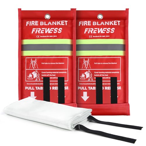 Image of Emergency Fire Blanket, Flame Retardant Fire Blankets Emergency for Home, Kitchen, Car, Office, Grill (Fiberglass-2pack)