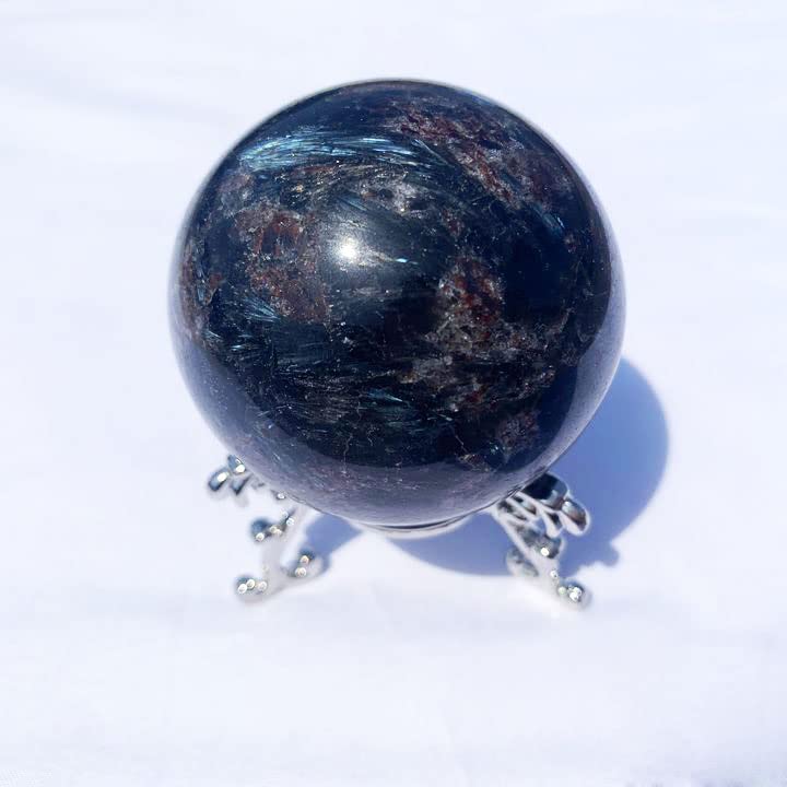 FEIXI 0.4lb-0.5lb Natural Astrophyllite Quartz Healing Ball Astrophyllite Sphere for Home Decoration