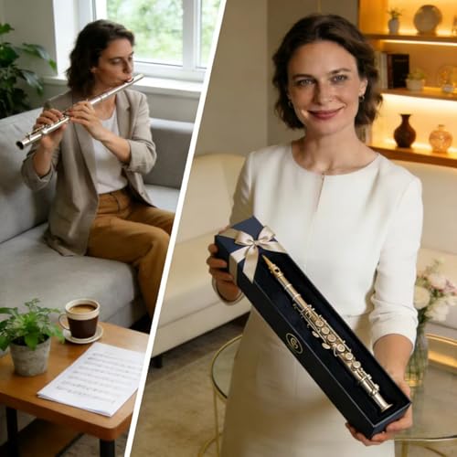 Image of C Flute 16 Key Closed Hole - Beginner Flute to Professional Concert Flute | Nickel /Silver Plated Flute Instrument with Cleaning Kit, Case & Tuning Rod | Flutes for Beginners, Students & Professional