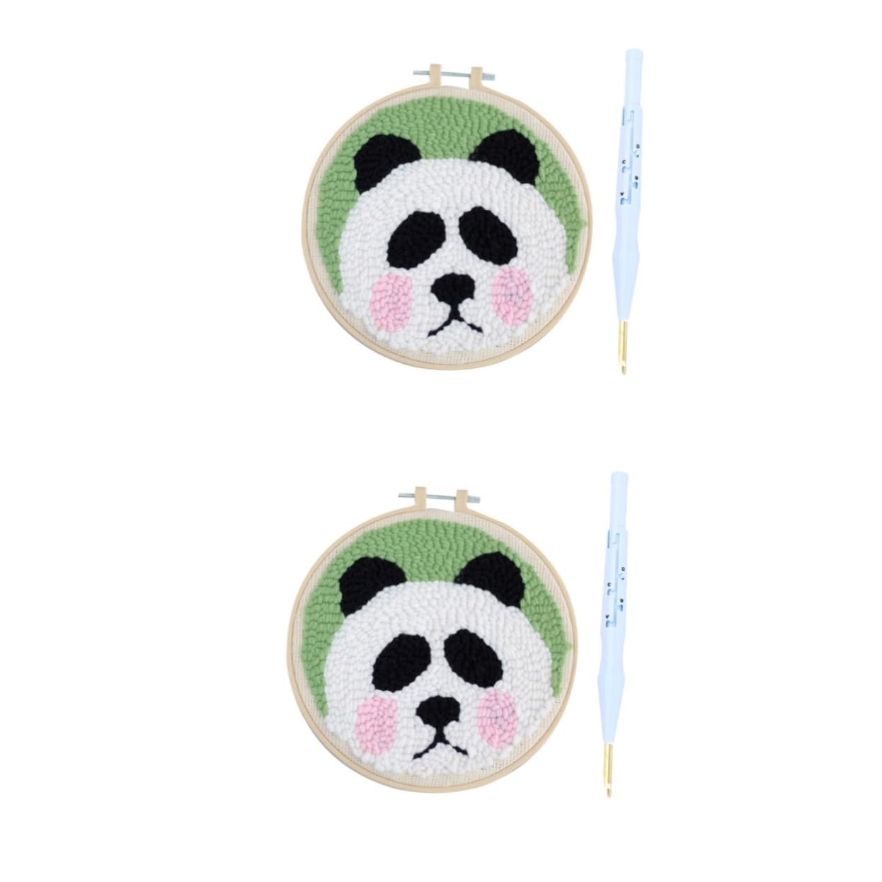 DIYEAH 2sets Strumenti Per Ricamo Kit Di Punch Needle Per Principianti Con Thread Colorati e Design Panda Per Attività Creative Per Ragazzo Ragazza e Adulti