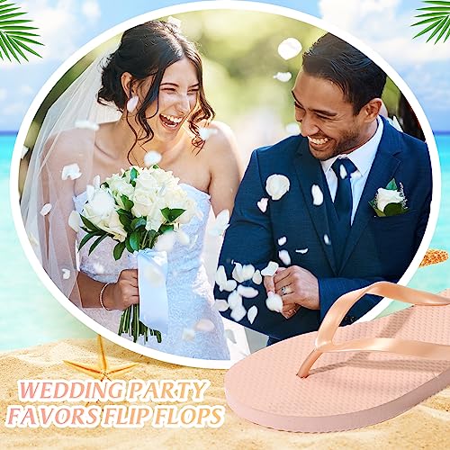 Image of Unittype Flip Flops Bulk for Wedding Guest Slippers Wedding Flip Flops with Cards Bags for Pool Beach Party