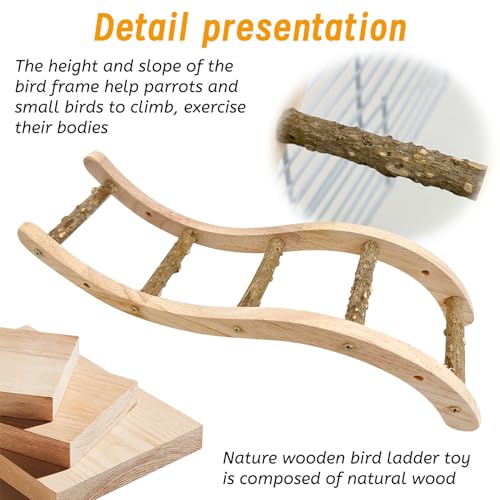 Hamiledyi Nature Wooden Bird Ladder Pet Papagaios Escalar Ponte de Exercício Suportes para Periquito