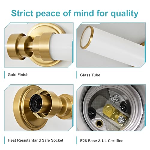Image of Bathroom Light Fixtures 2 Pack, Gold Wall Sconce with Milk Glass Shade, Modern Vanity Light Up and Down Sconces Wall Light - Bulb Not Included