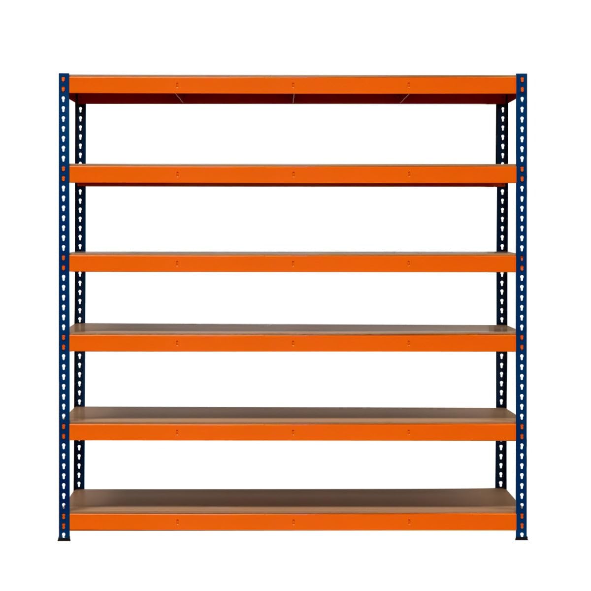 Lagerregal S-Rax Regal 6 Böden | 180 x 180 x 60cm Schwerlaststahl | 300kg Kapazität pro Fach | Verstellbare Böden & Schraubenlos | Lager Werkstatt Garage [mit Gummifüße & 3 verstärkte Stützstangen]