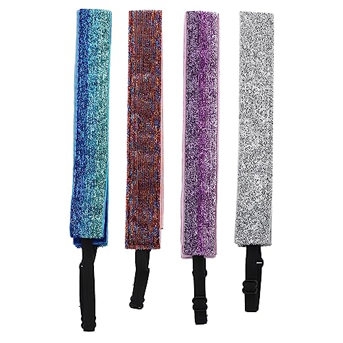4Pcs Sequin Child Exercise Headband Elastic Sports Hairband for Kids Non-Slip Fitness Head Wrap Suitable for Outdoor Activities Comfortable Fit for Boys and Girls
