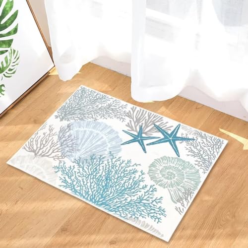 Tapete decorativo costero 60x90 cm azul lavable antideslizante miniatura 1