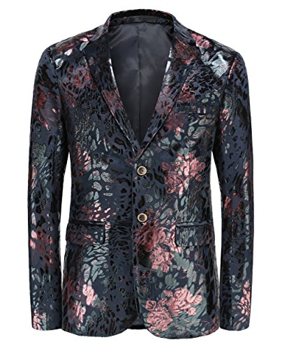 MOGU Hombre Chaqueta Casual Estampada ES Talla 56 (Asiático 6XL) Rojo