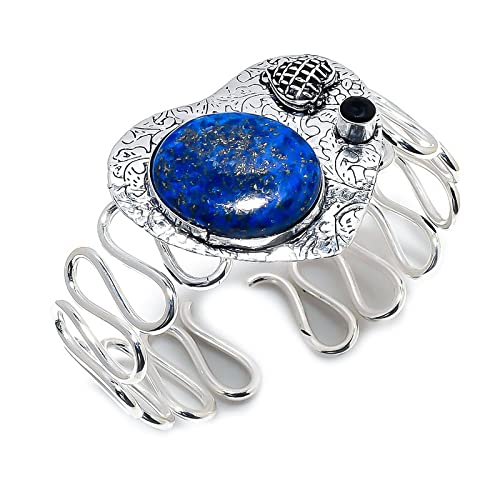 Bracelet lapis-lazuli pierre précieuse noire ajustable fait main