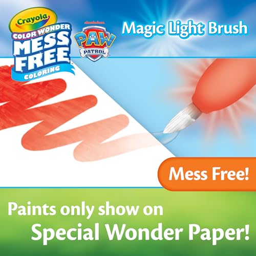 Image of Crayola PAW Patrol Color Wonder Magic Light Brush - Mess Free Painting Kit for Kids with Lightup Brush, Gift for Toddlers, Preschool Art Activities, Ages 3+