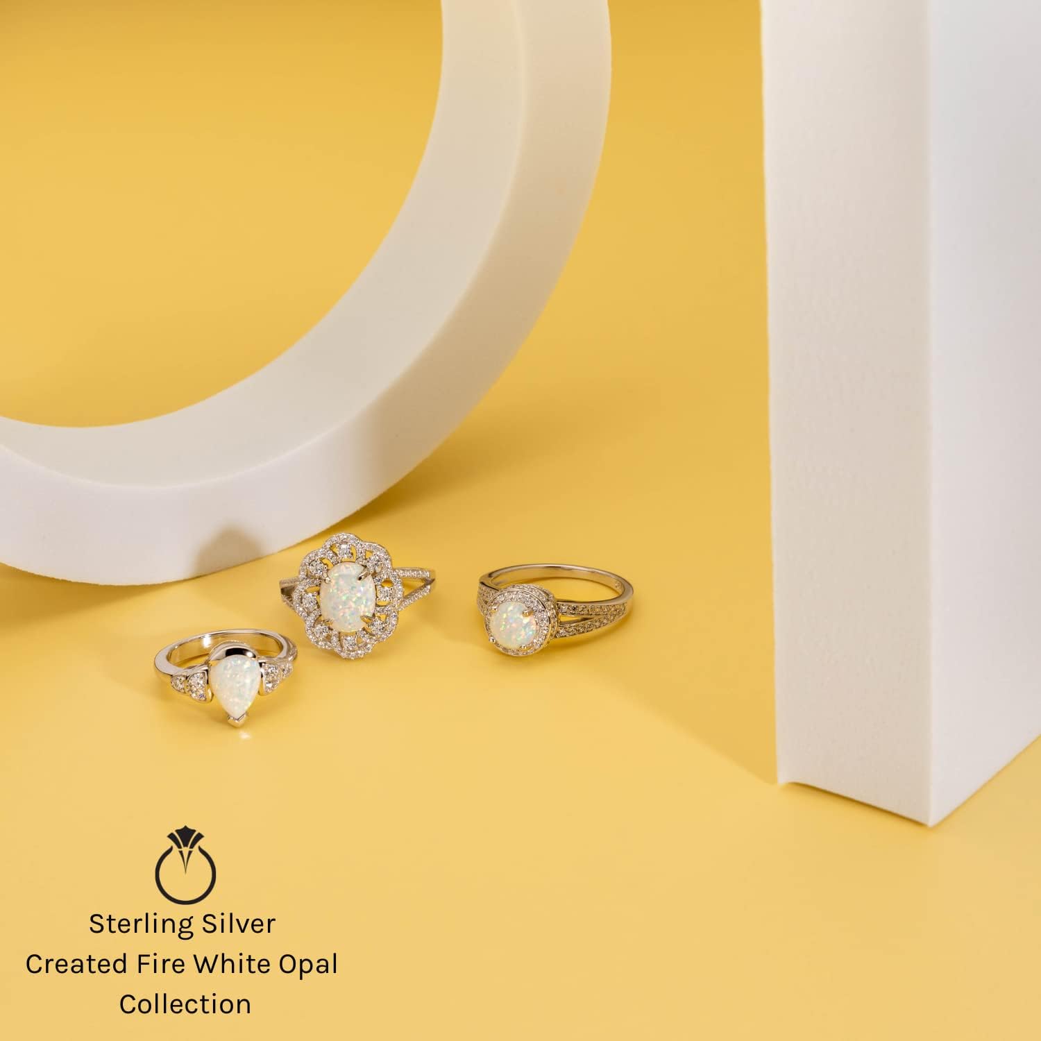 PEORA Created White Fire Opal Ring for Women 925 Sterling Silver, Vintage Halo Design, 1.25 Carats Round Shape 7mm Sizes 5 to 9 - Image 4