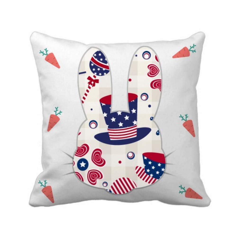 Housse de coussin motif lapin chapeau américain boisson cœur feu d'artifice