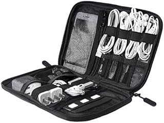 BAGSMART Electronics Organizer Travel Case, Small Travel Cable Organizer Bag for Travel Essentials, Travel Tech Organizer as Travel Accessories, Cord Organizer for Phone, Power Bank SD Card, Black, Fathers Day Gifts