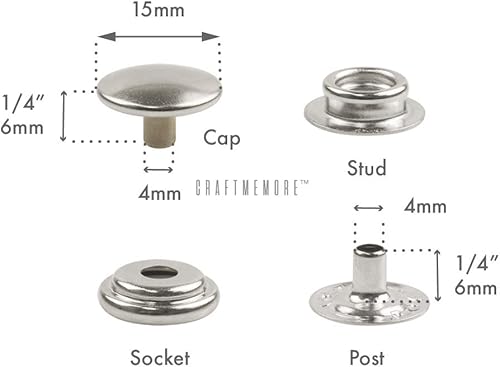 Miniatura 2 de CRAFTMEMORE 50 juegos de sujetadores a presión chapados en oro para bolsa de chaqueta, cierre de lona #201 VT47 (0.59 pulgadas)