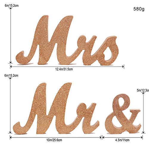 Mr And Mrs Signs Wedding Sweetheart Table Decorations, Wooden Freestanding Letters Wedding Shower Gift (Rose Gold) #TOP4