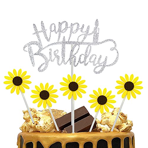 Allazone Happy Birthday Cake Topper, Cuore Stelle