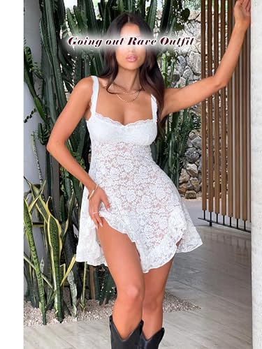 Women Lace Mini Dress See Through Coquette Rave Concert Club Party Going Out Sun Dresses Babydoll Lingerie Slip Dress3