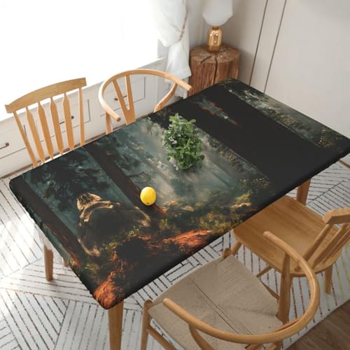 ESNAIUVCD Sequoia - Tovaglia rettangolare resistente all'olio, con stampa di foreste di sequoia, per ristoranti, feste in giardino (1,5 m)