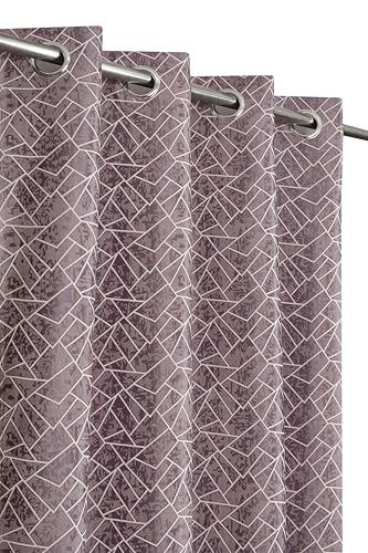 Image of Room Darkening Curtains for Door & Windows, Living Room, Bedroom, Eyelet, Parda, Printed, Pack of 2, Lavender, 4 x 5 Feet