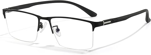 ANRRI Gafas de luz azul para hombre, gafas sin montura ligeras, marco de metal, para computadora, juegos, bloqueo UV